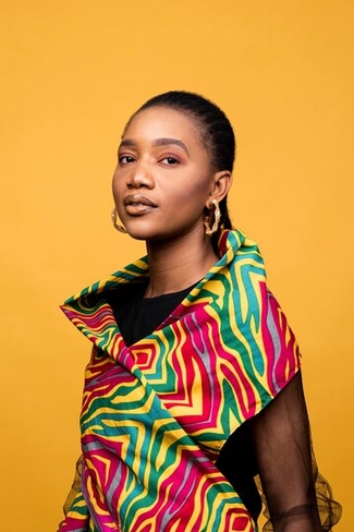 stylish african woman with colorful clothing